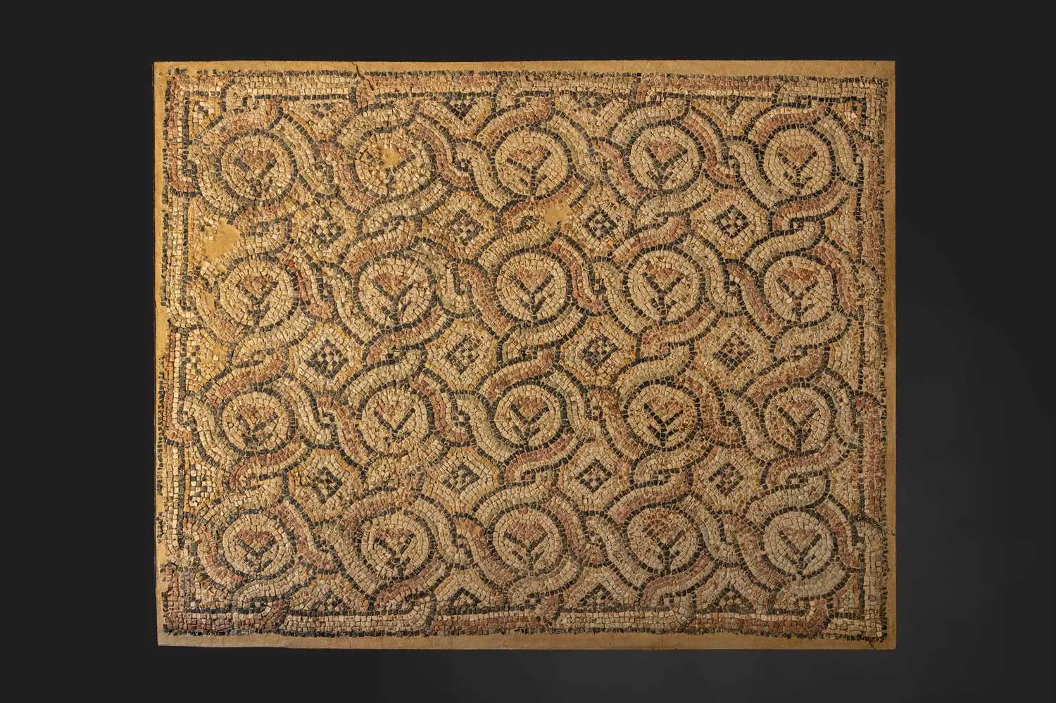 ROMAN MOSAIC PANEL WITH GEOMETRIC AND VEGETAL MOTIFS