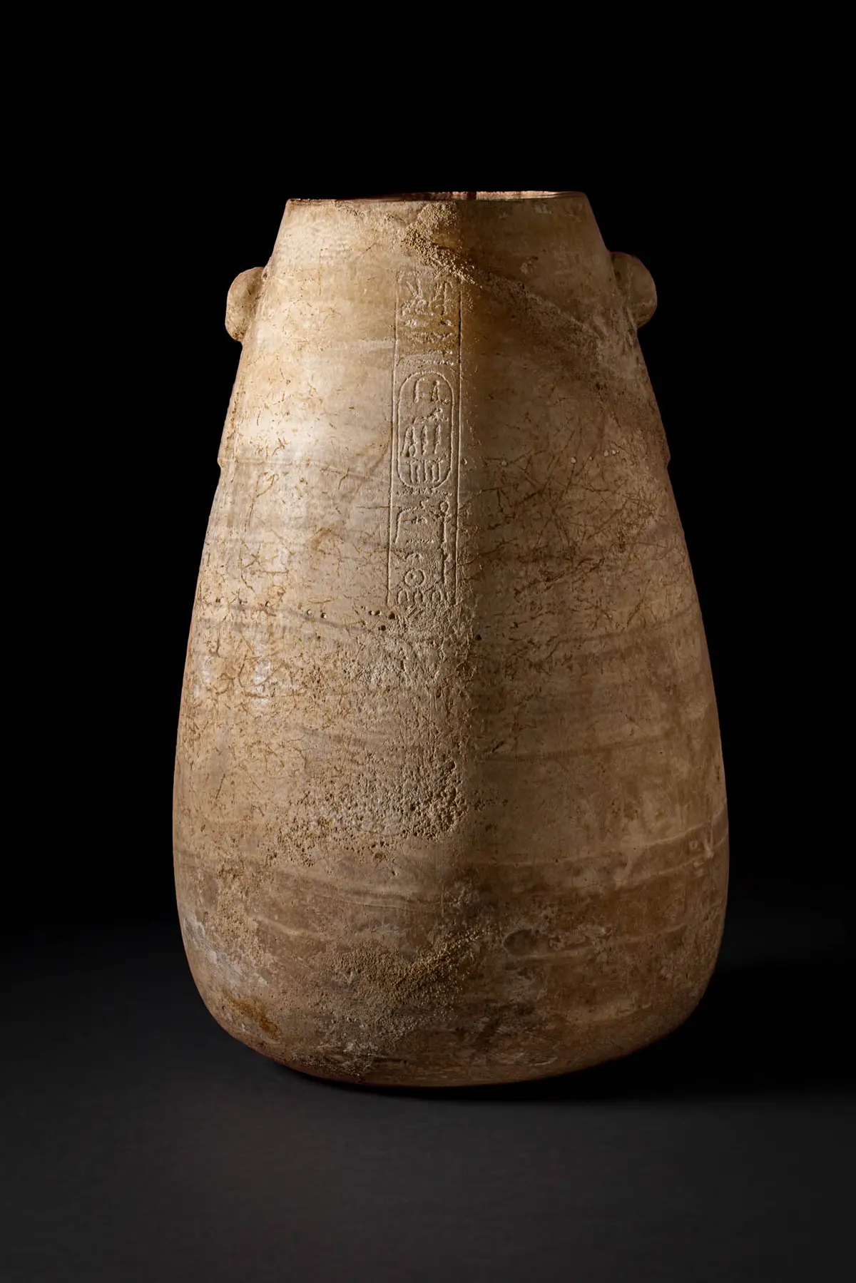 OUTSTANDING EGYPTIAN ALABASTER VESSEL OF DARIUS I WITH QUADRILINGUAL