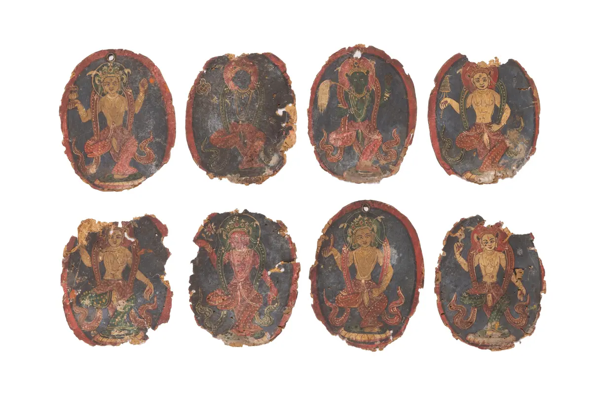 COLLECTION OF TIBETAN BUDDHIST TSAKLI CARDS
