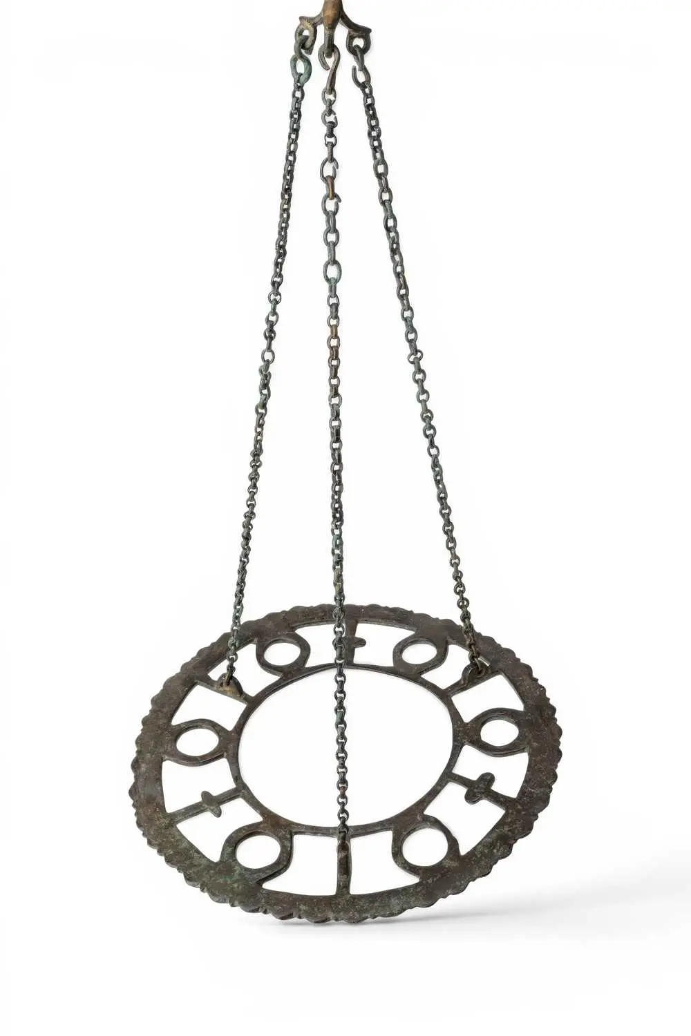 BYZANTINE BRONZE POLYCANDELON WITH ORIGINAL CHAINS
