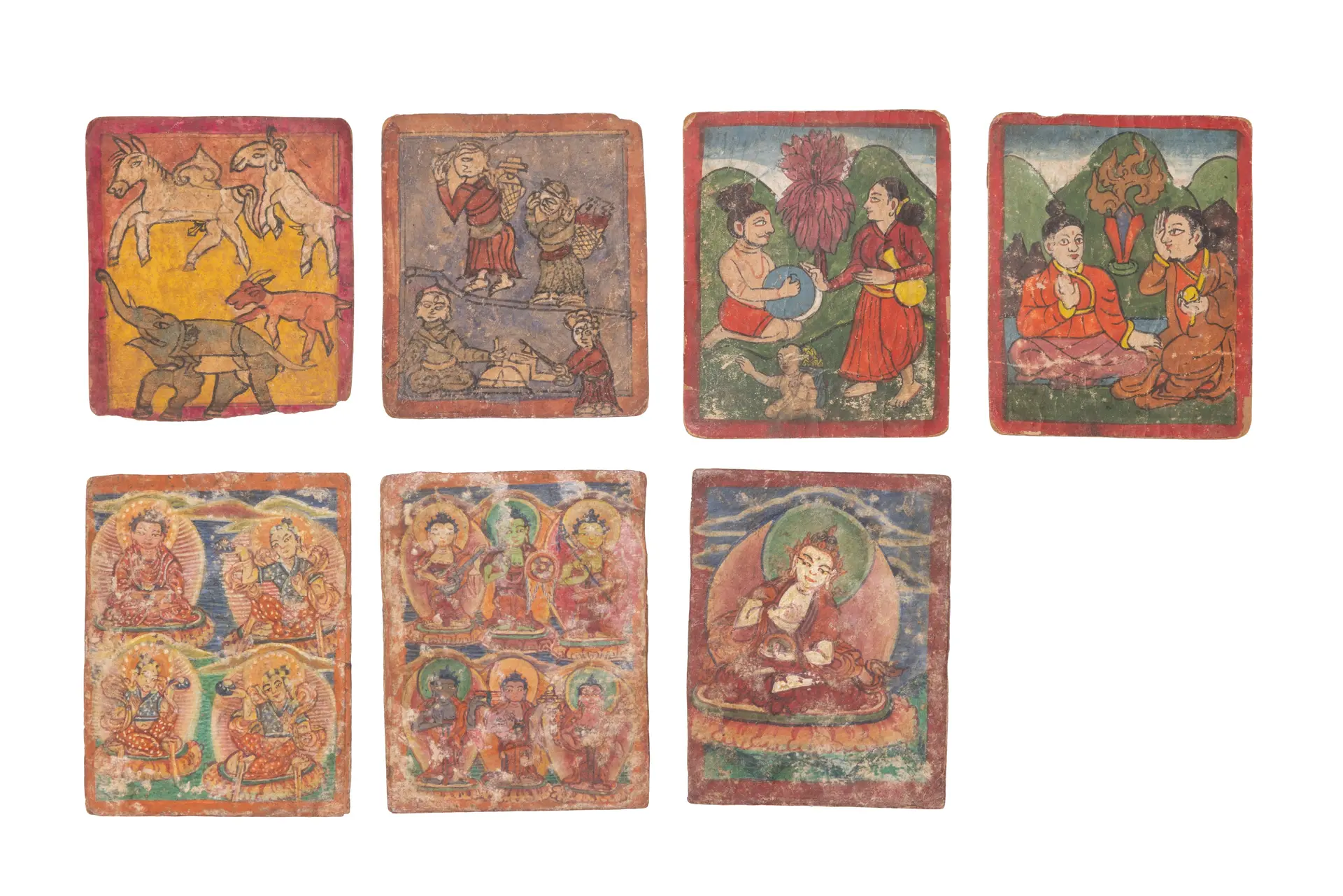 COLLECTION OF TIBETAN BUDDHIST TSAKLI CARDS