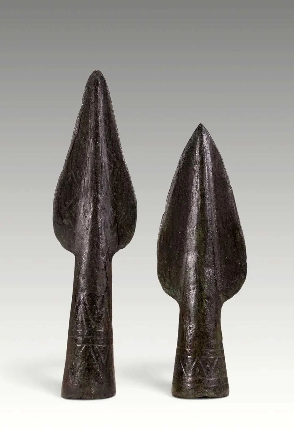 PAIR OF NORWEGIAN BRONZE AGE SPEARHEADS