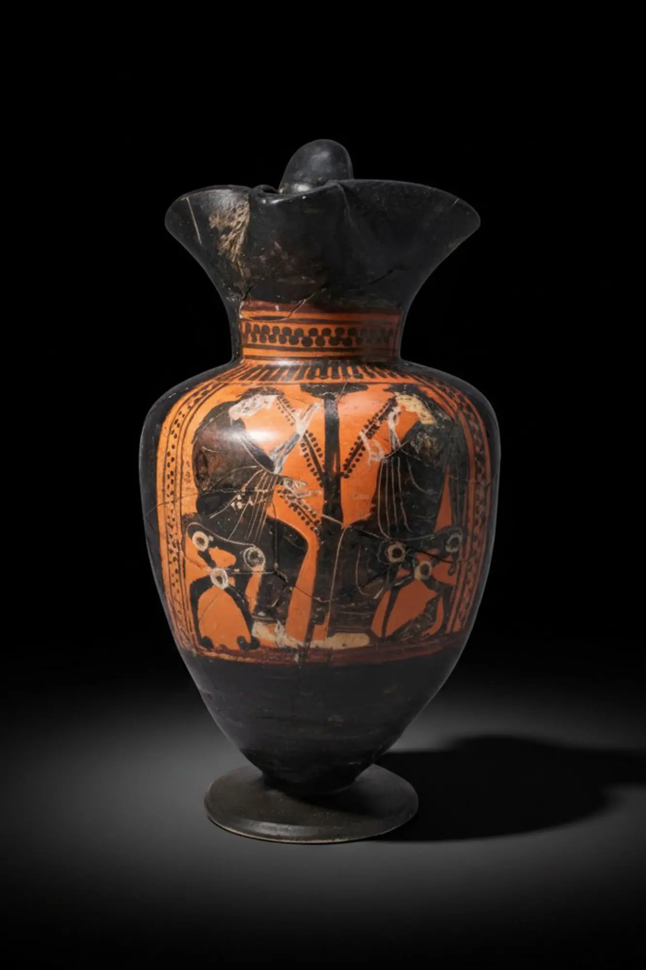 GREEK BLACK-FIGURE OINOCHOE WITH MAENADS