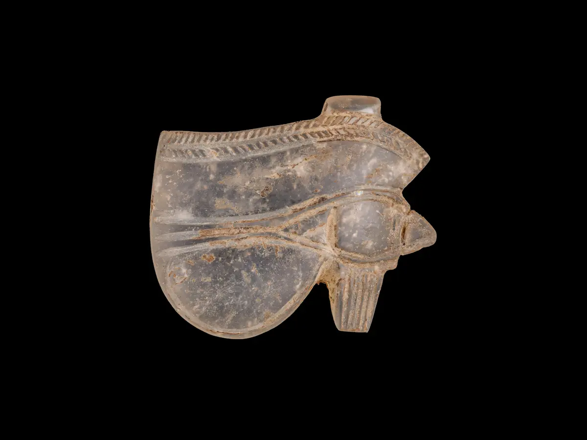 EGYPTIAN ROCK CRYSTAL WEDJAT EYE AMULET