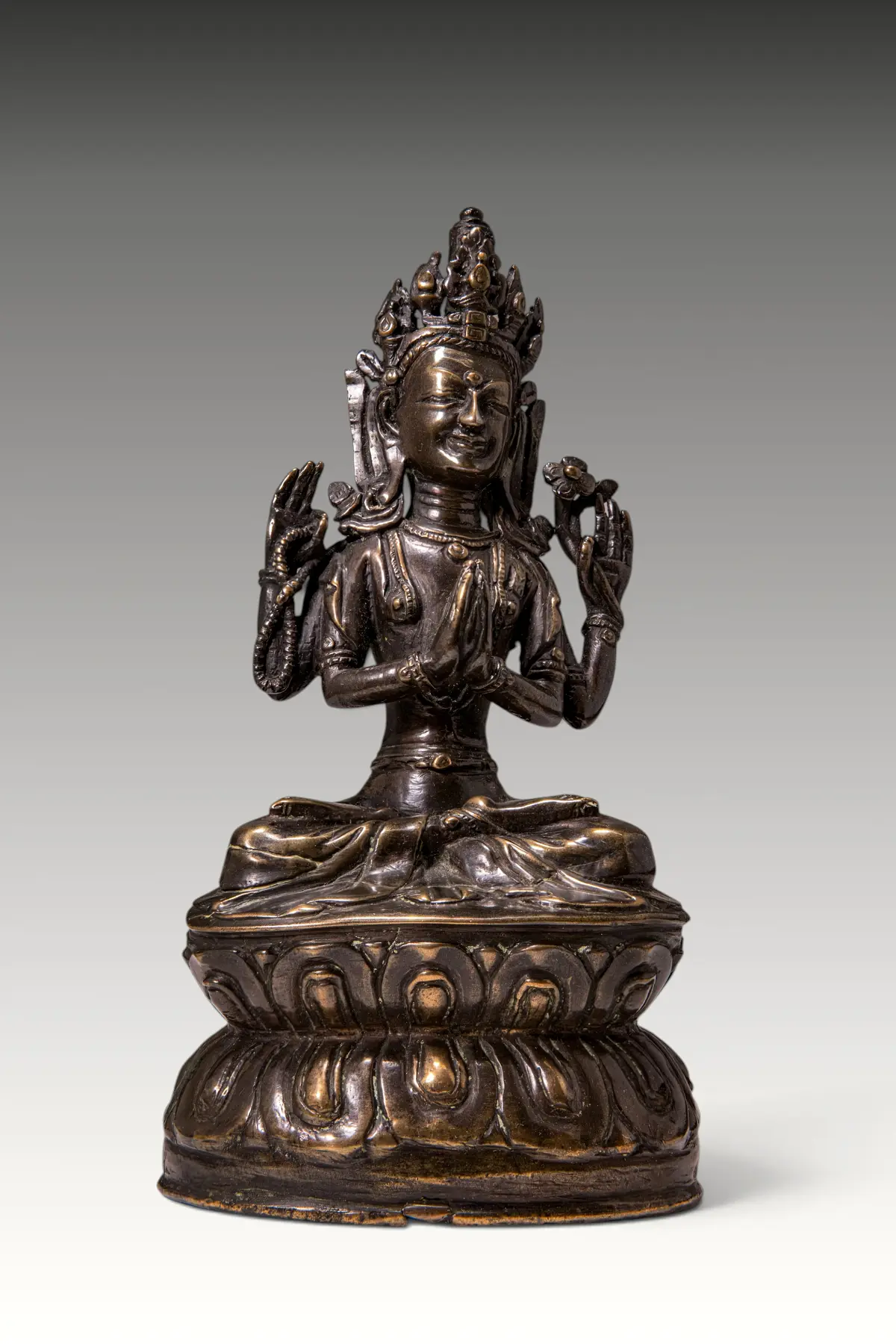 NEPALESE BRONZE FIGURE OF BODHISATTVA LOKESHVARA