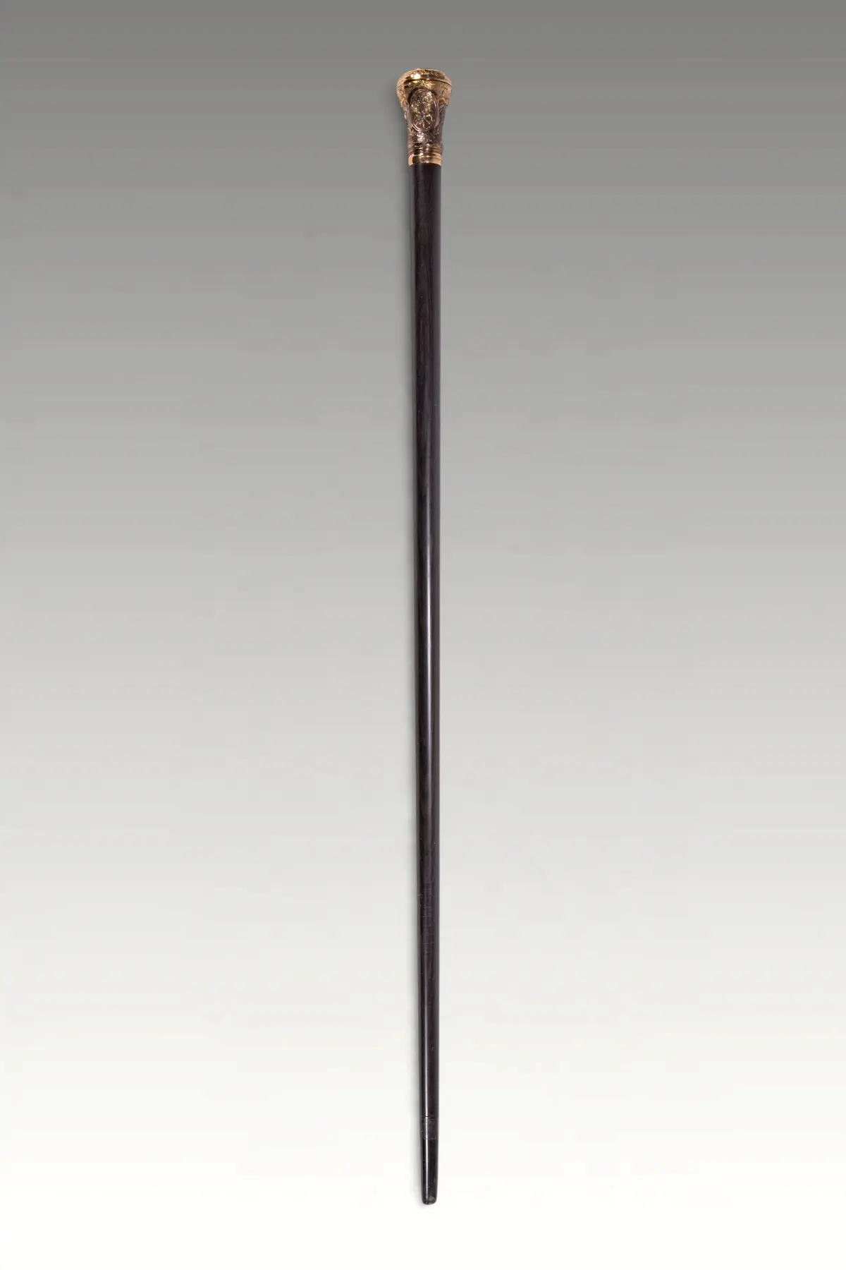 LACQUERED WALKING STICK WITH GOLD MOUNT