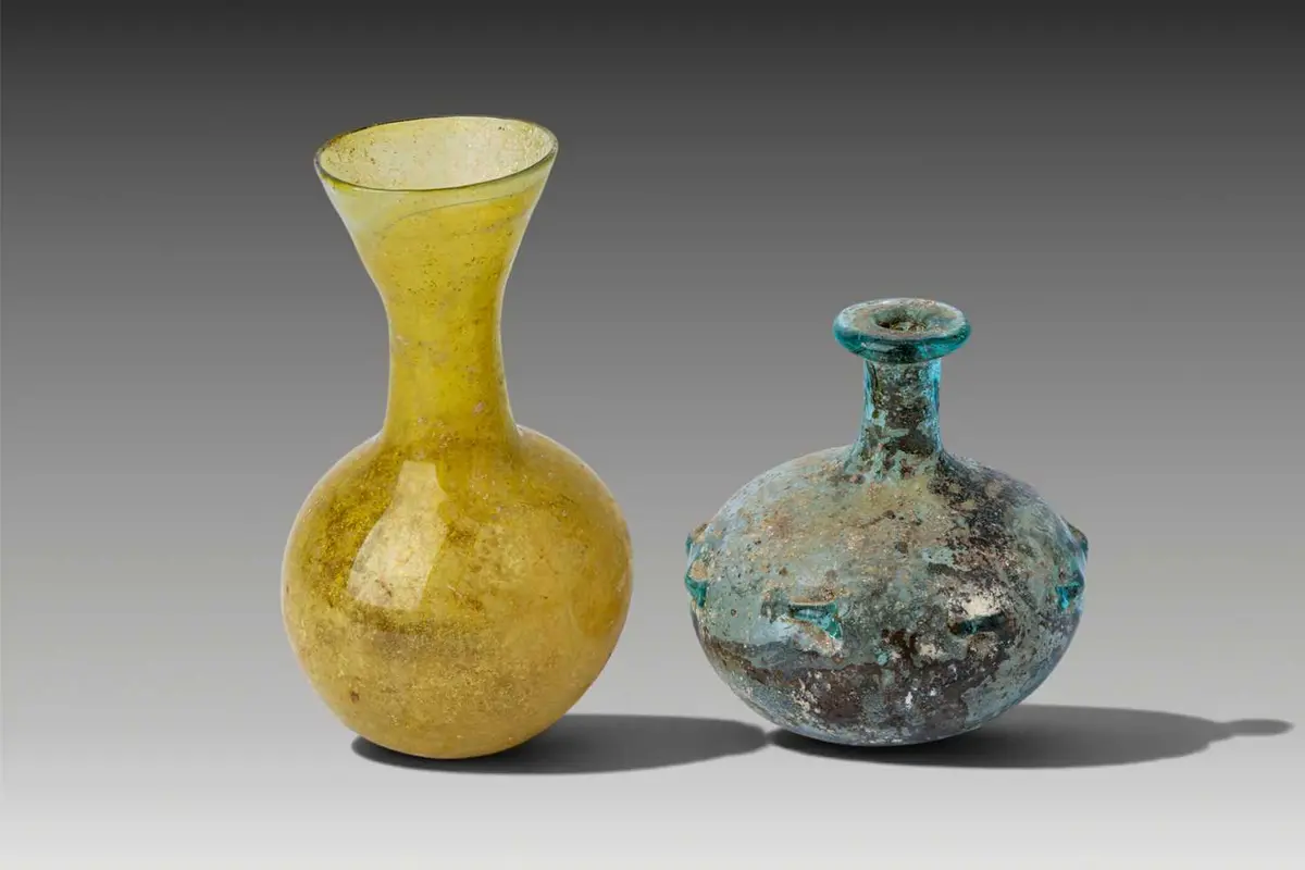 PAIR OF UMAYYAD GLASS FLASKS