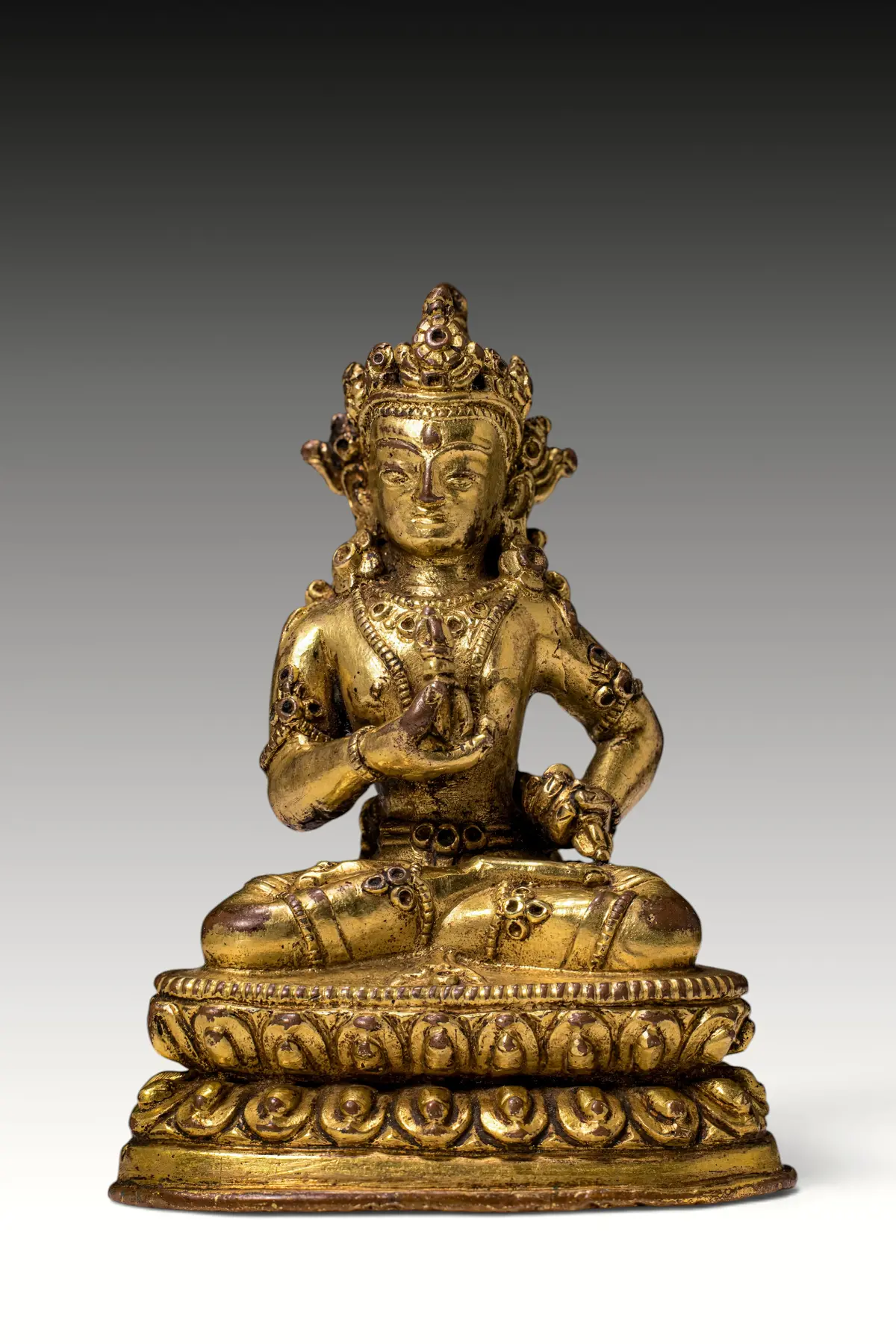 CHARMING GILT COPPER ALLOY FIGURE OF VAJRASATTVA