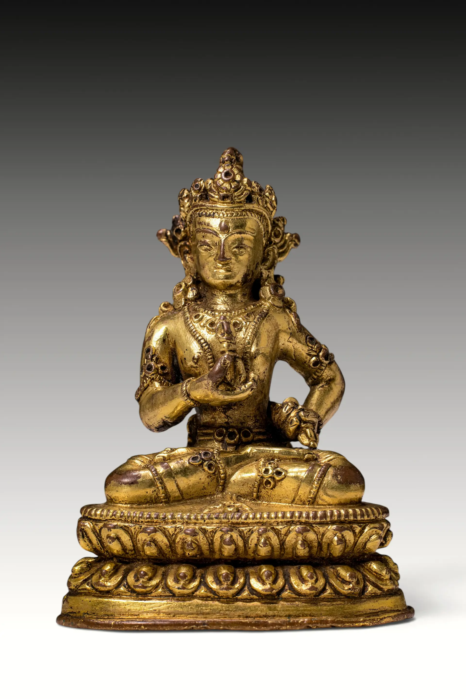 CHARMING GILT COPPER ALLOY FIGURE OF VAJRASATTVA
