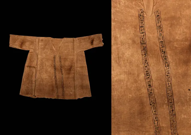 RARE EGYPTIAN TUNIC WITH HIEROGLYPHIC INSCRIPTION