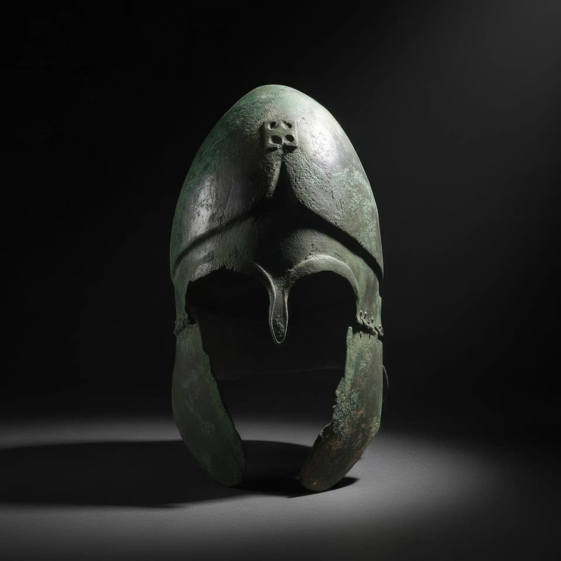 RARE GREEK CHALCIDIAN TINNED BRONZE HELMET
