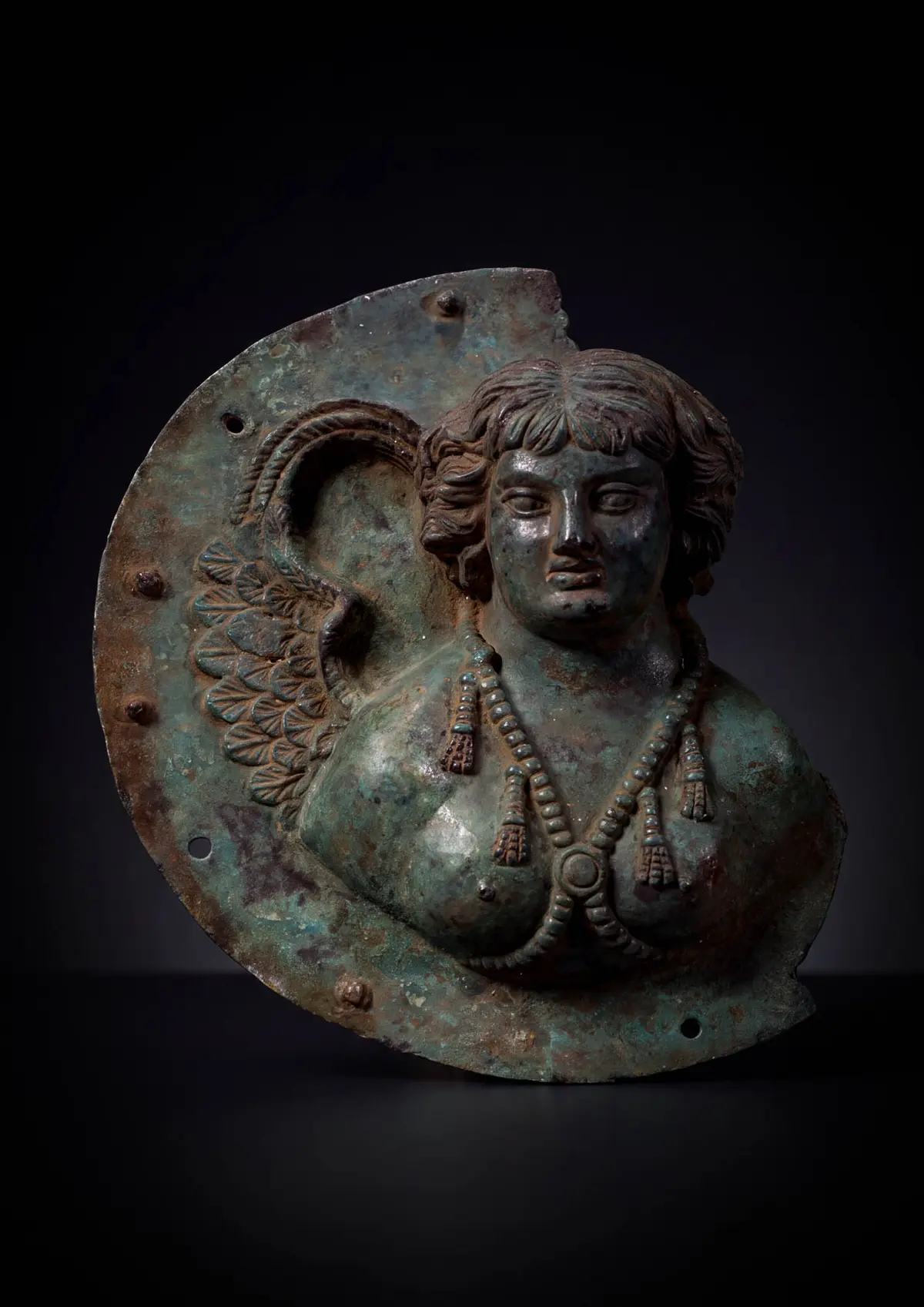 LARGE ROMAN BRONZE PHALERA WITH CUPID