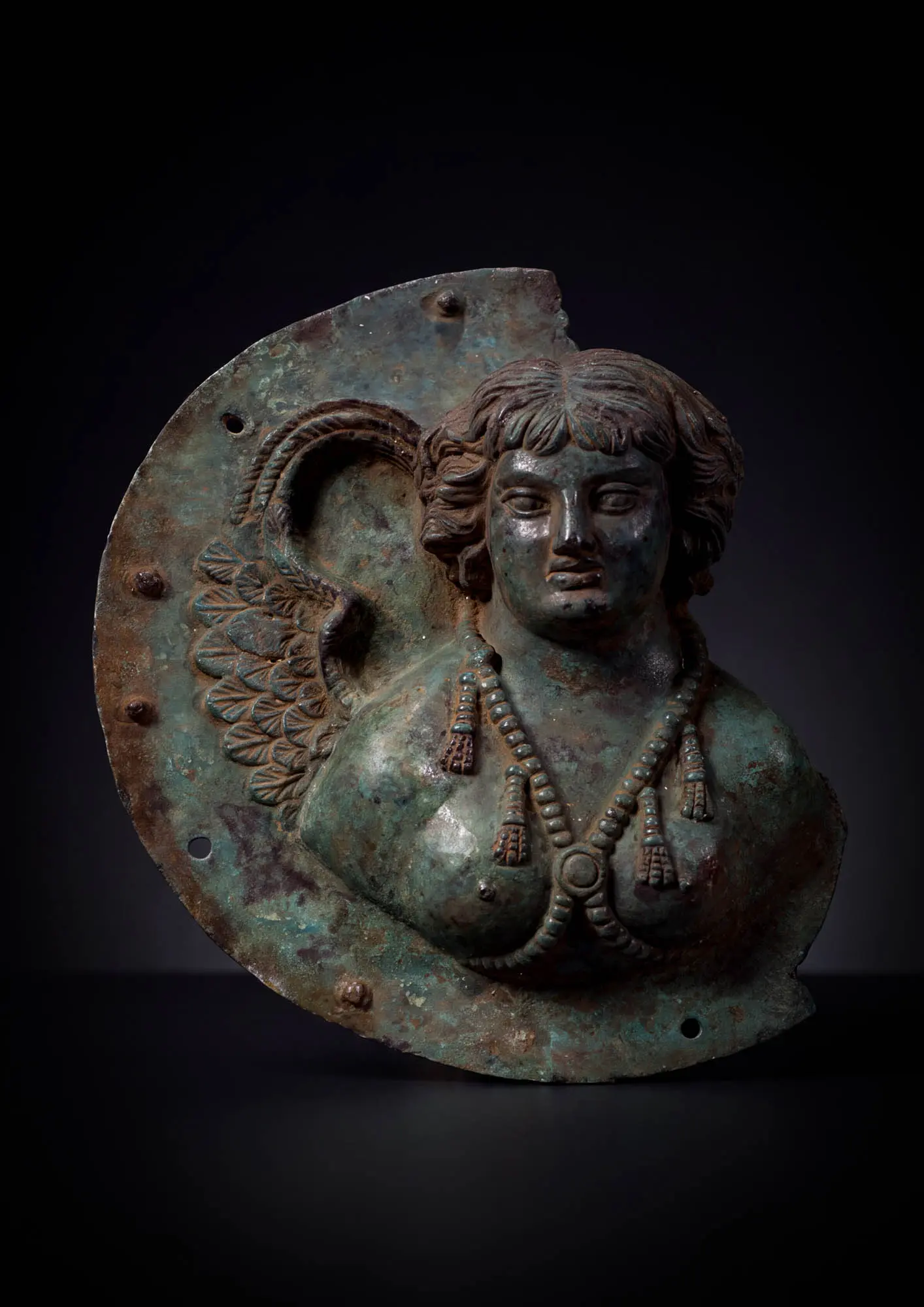 LARGE ROMAN BRONZE PHALERA WITH CUPID