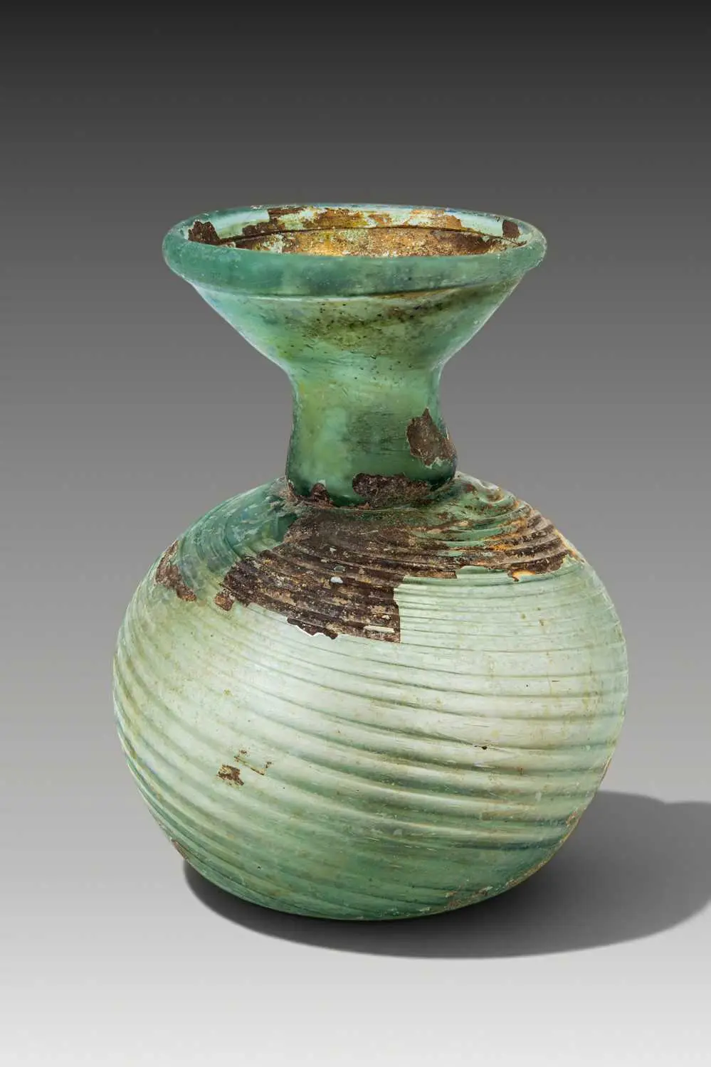 ROMAN GLASS APPLE-SHAPED FLASK