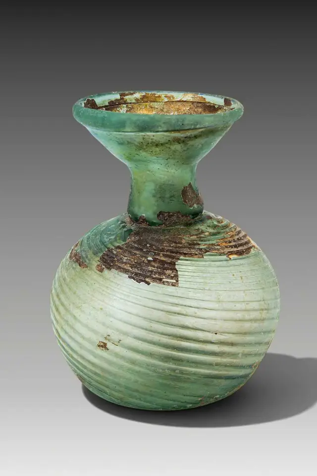 ROMAN GLASS APPLE-SHAPED FLASK