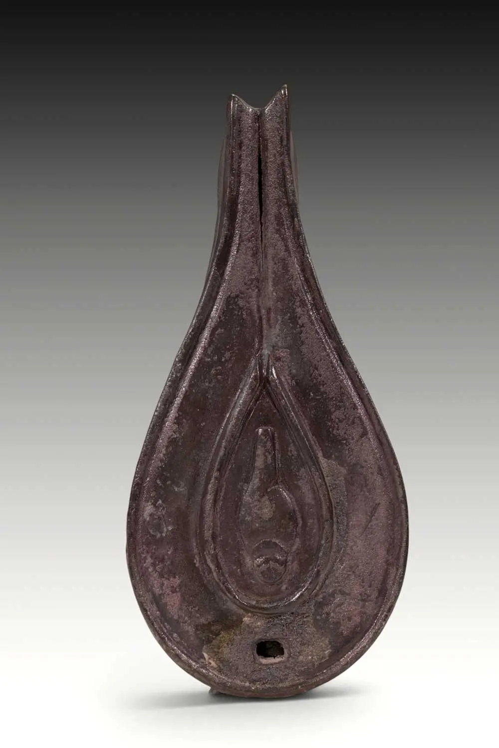 BUDDHIST BRONZE OIL LAMP WITH HEAD OF BUDDHA