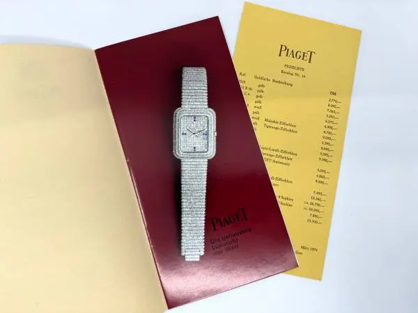 Piaget Uhrenkatalog Beta 21 und 14105 mit deutscher Preisliste 1973 sehr selten