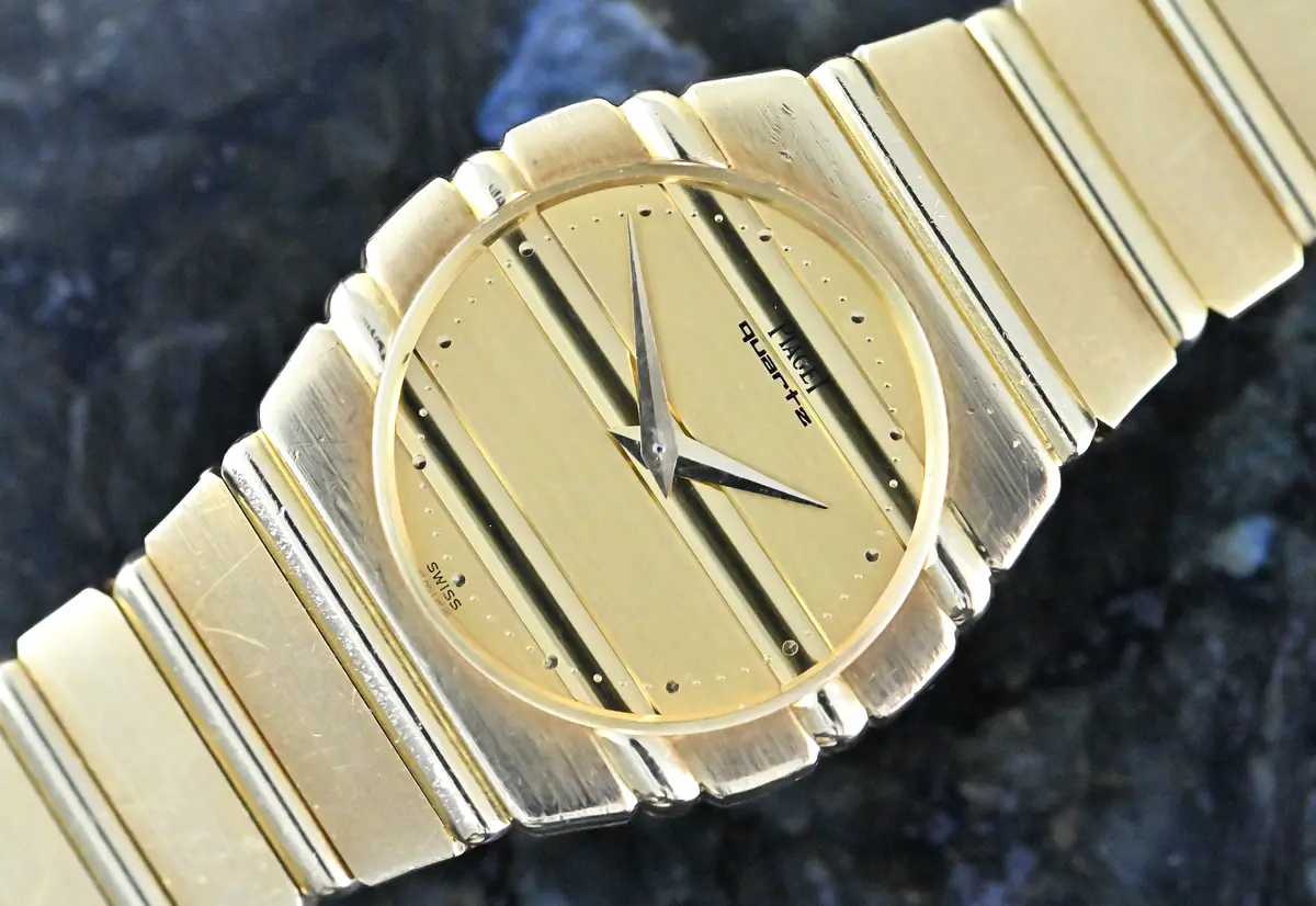 Piaget 761 C 701 sehr seltene Vintage Polo Gelbgold Quartz