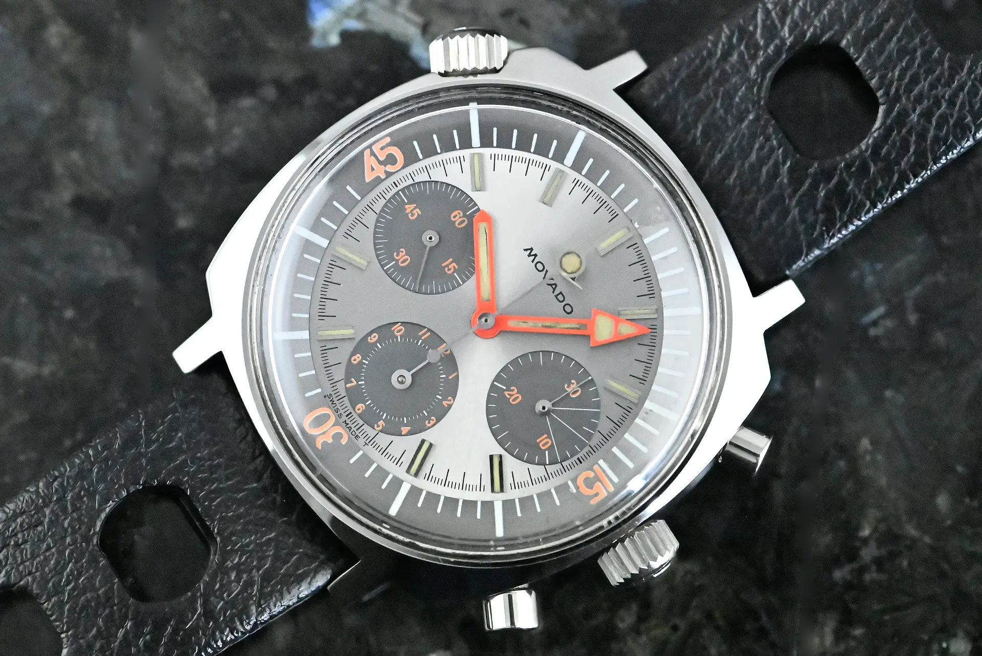 Movado 206-705-503 seltene Vintage Super Sub Sea Chronograph Stahl
