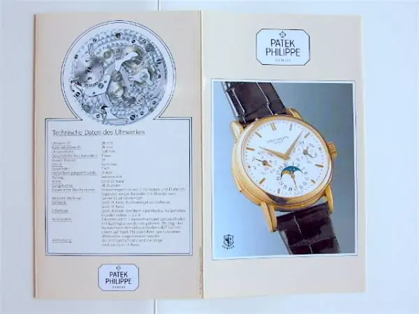 Patek Philippe Datenblatt und Beschreibung für die Referenz 3974 von 1989