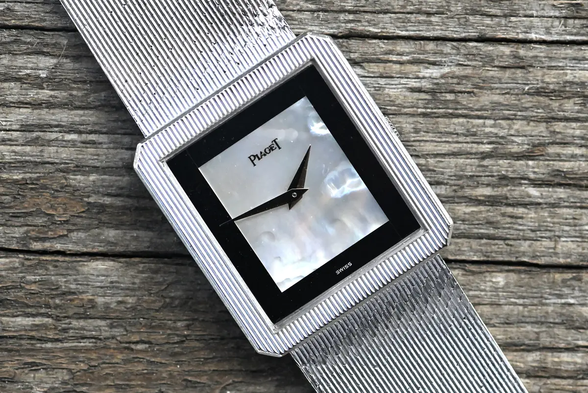 Piaget 9154 seltene Vintage Protocole Perlmutt / Onyx Dial orig. Weißgold