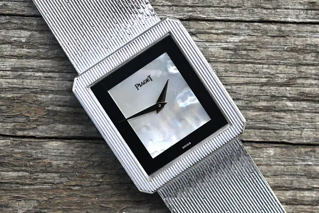 Piaget 9154 seltene Vintage Protocole Perlmutt / Onyx Dial orig. Weißgold