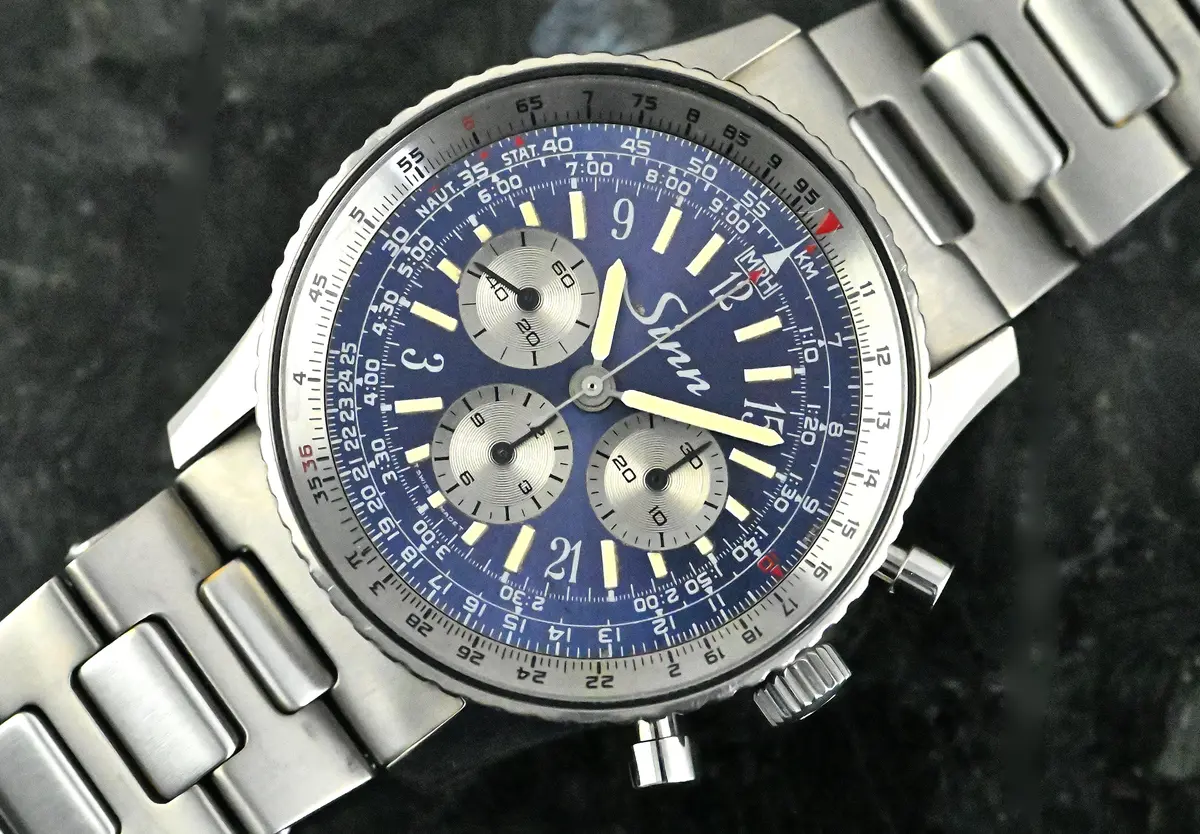 Sinn 903 sehr seltener Vintage Navigationschronograph blue & purple dial Titan