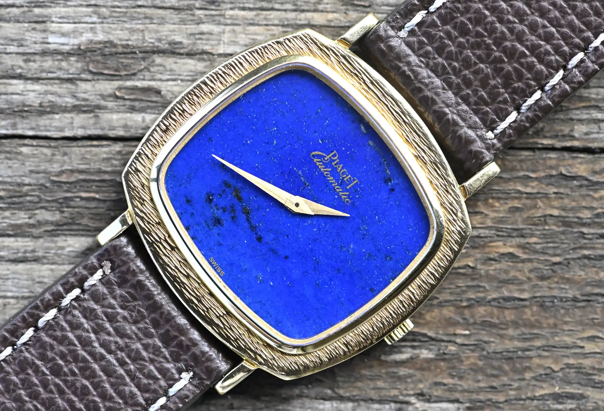 Piaget 12434 sehr seltene TV Screen perfektes Lapislazuli dial Gelbgold