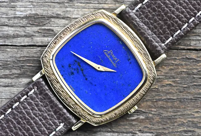 Piaget 12434 sehr seltene TV Screen perfektes Lapislazuli dial Gelbgold