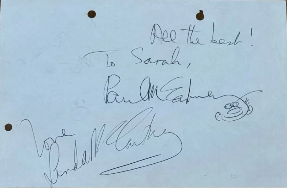 The Beatles: Paul & Linda McCartney Signed Album Page (2 Sigs) (PSA/DNA)
