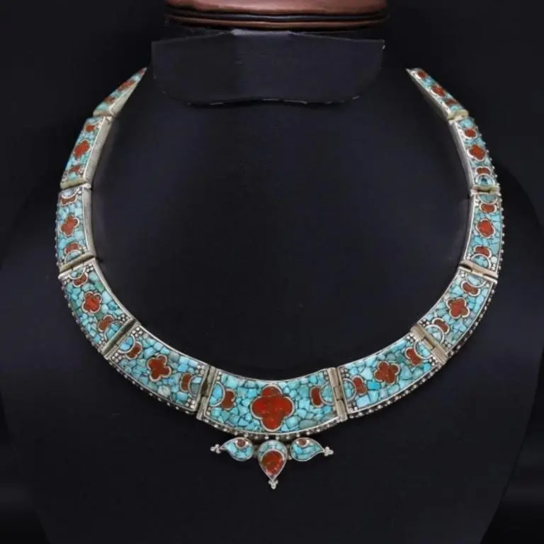 Tibet Natural Stone Tribal Queen Royal Necklace