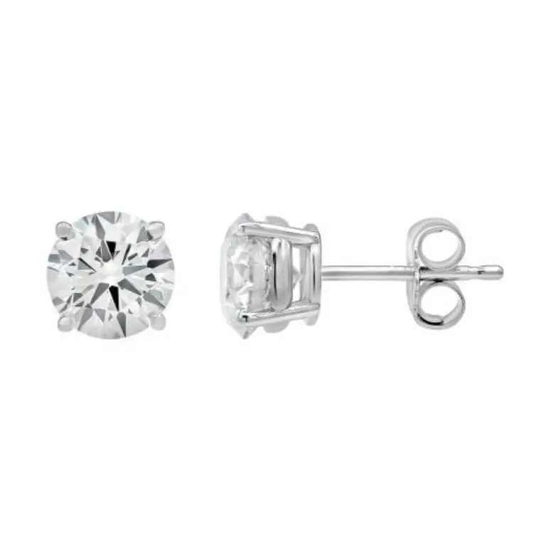 Gold & Brilliant Round Diamond 2 Cts Earrings Stud