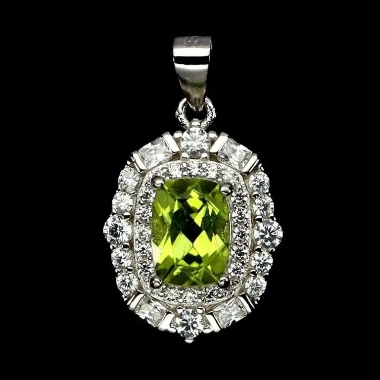 Natural Cushion Peridot Pendant