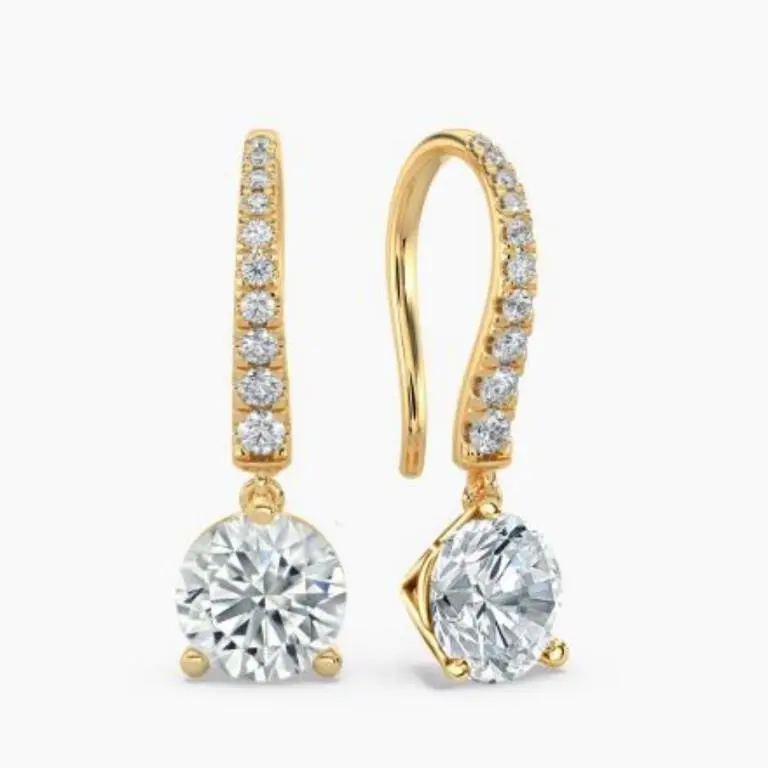 Gold & White Diamond 5.00 Cts Drop Earrings