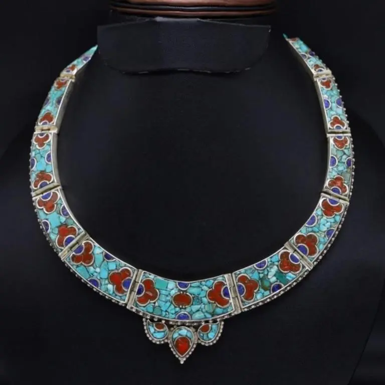 Tibet Natural Stone Tribal Queen Royal Necklace