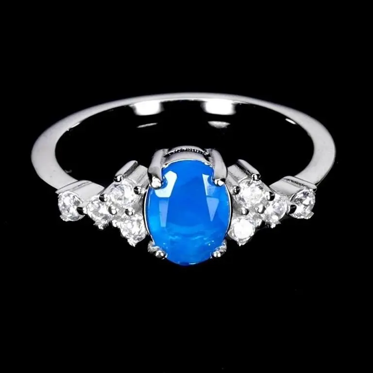 Natural Ethopian Oval Blue Opal Ring