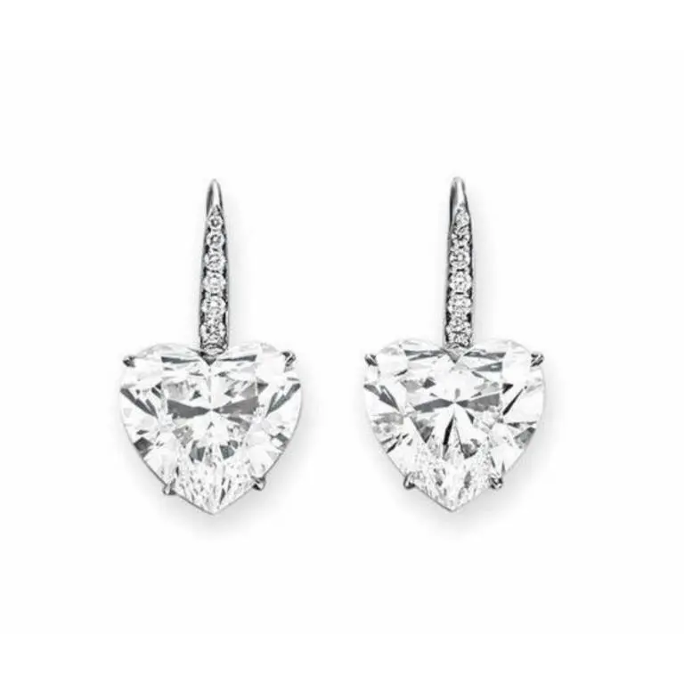 Gold & White Heart Diamond 4.25 Cts Earrings
