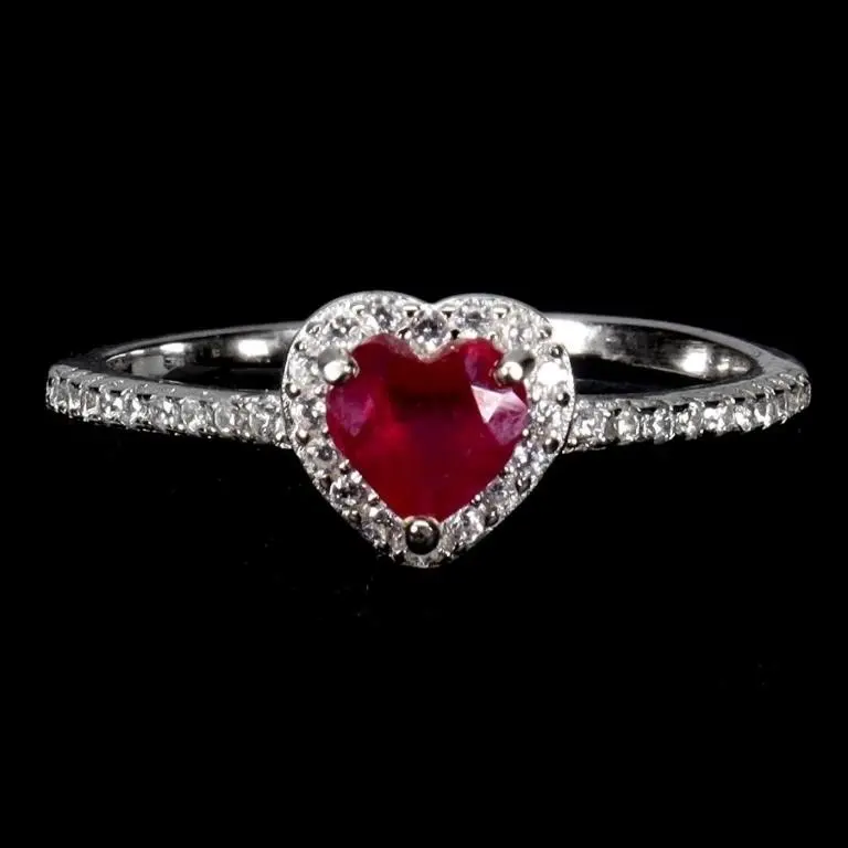 Natural Red Ruby Heart Ring