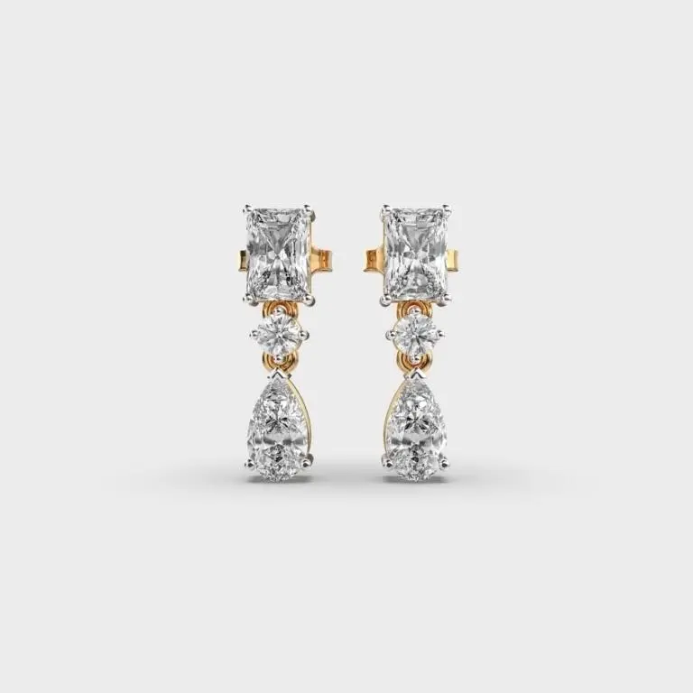 Gold & White Diamonds 10 Cts Drop Earrings