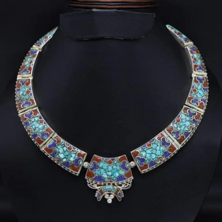 Tibet Natural Stone Tribal Queen Royal Necklace