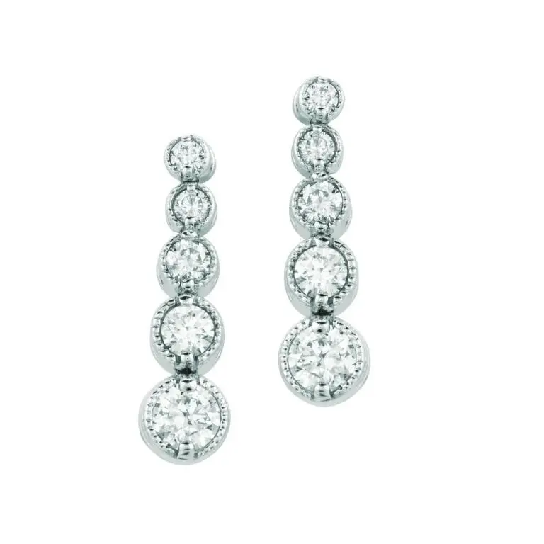 Gold & White Round Diamond 5.00 Cts Earrings