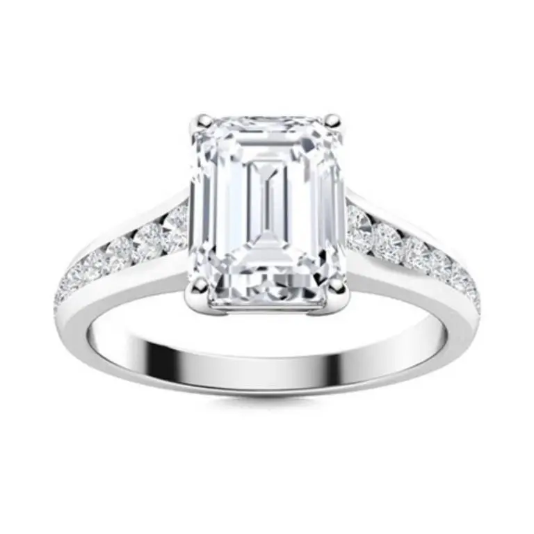 Gold & Lab Octagon Diamond 3.50 Cts Ring - E/VVS