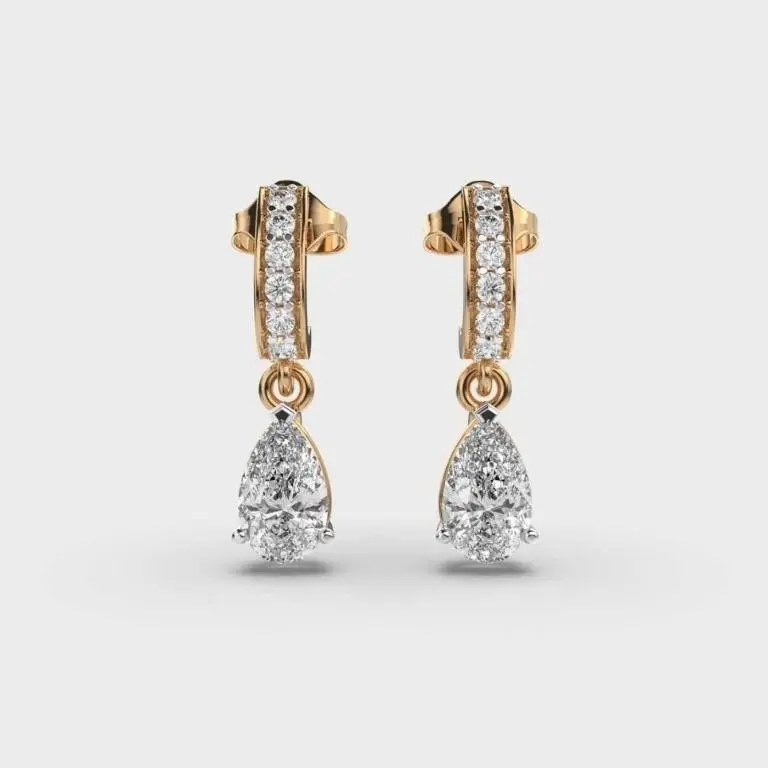 Gold & White Diamond 5.00 Cts Drop Earrings