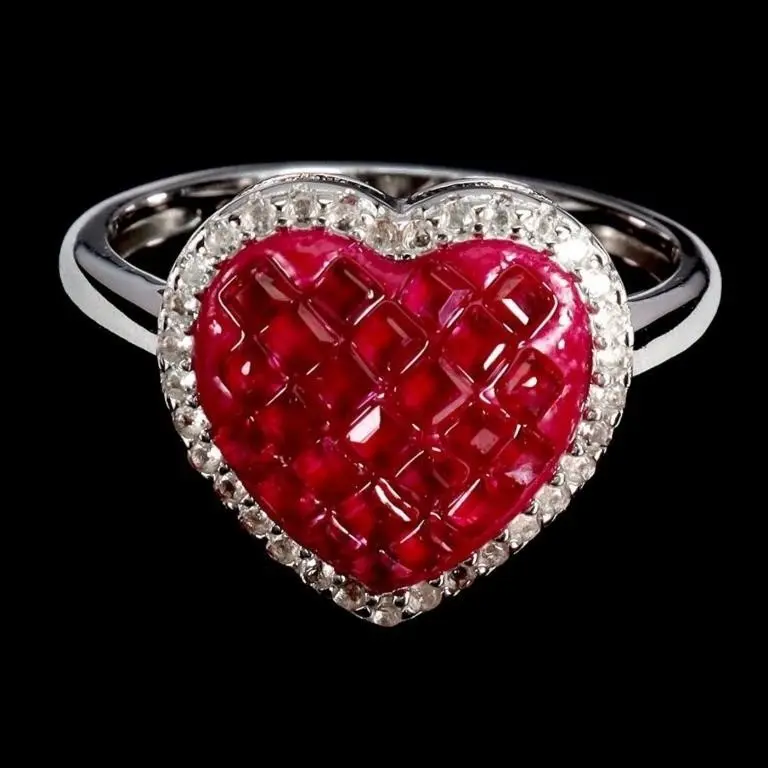Natural African Ruby Heart Ring