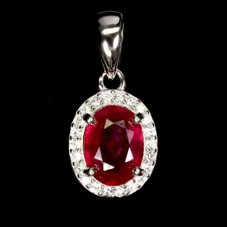 Natural Oval Pigeon Blood Red Ruby Pendant