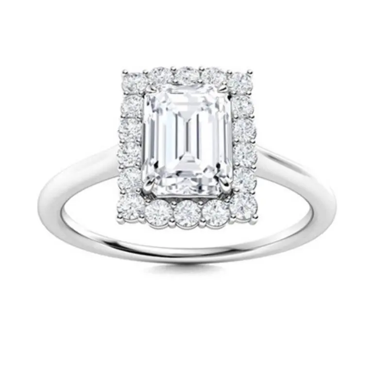 Gold & Lab Octagon Diamond 3.50 Cts Ring - E/VVS