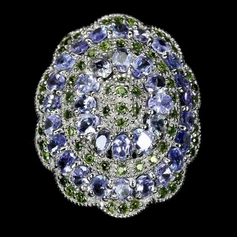 Natural Tanzanite & Chrome Diopside Ring