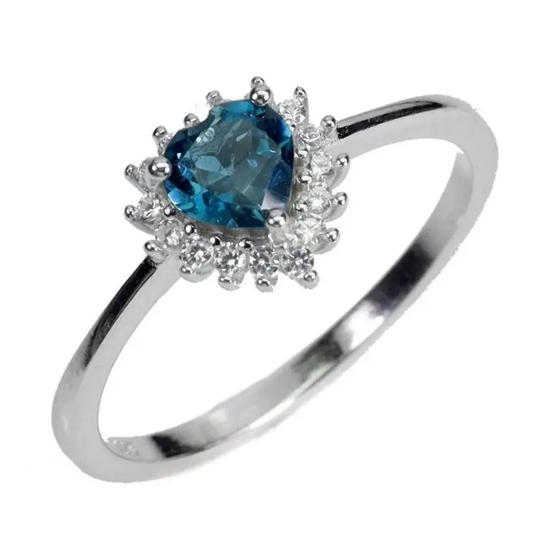 Natural London Blue Topaz Heart Ring