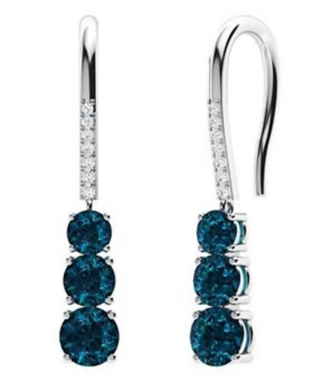 Gold Natural London Topaz White Diamonds Earrings