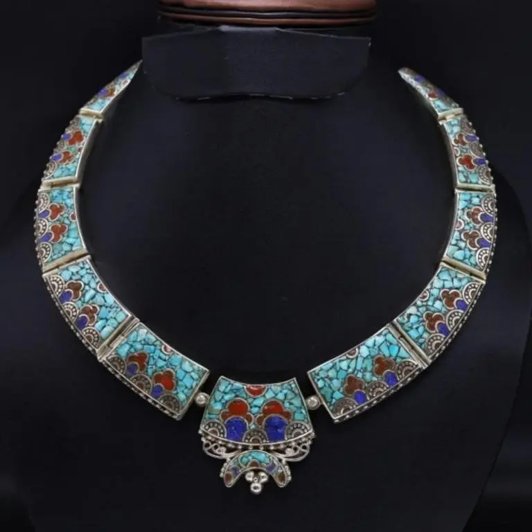 Tibet Natural Stone Tribal Queen Royal Necklace